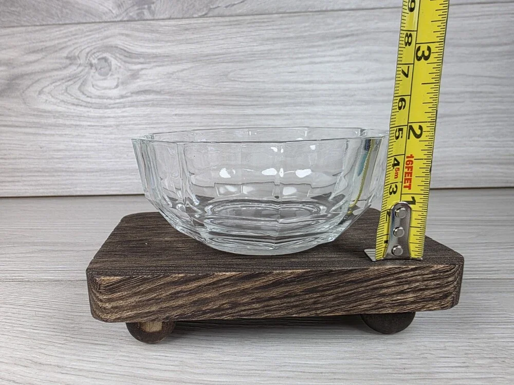 Vintage Clear Glass Decagon Faceted Serving Bowl 4.25